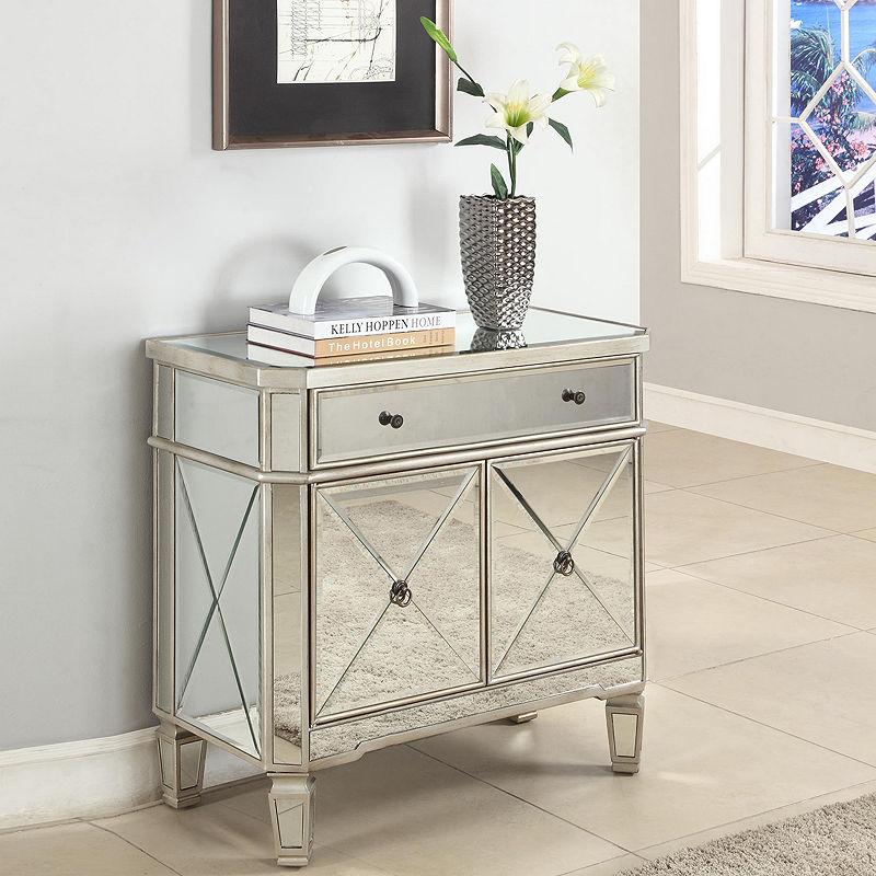 Harlowe Mirrored Console Table, Gray