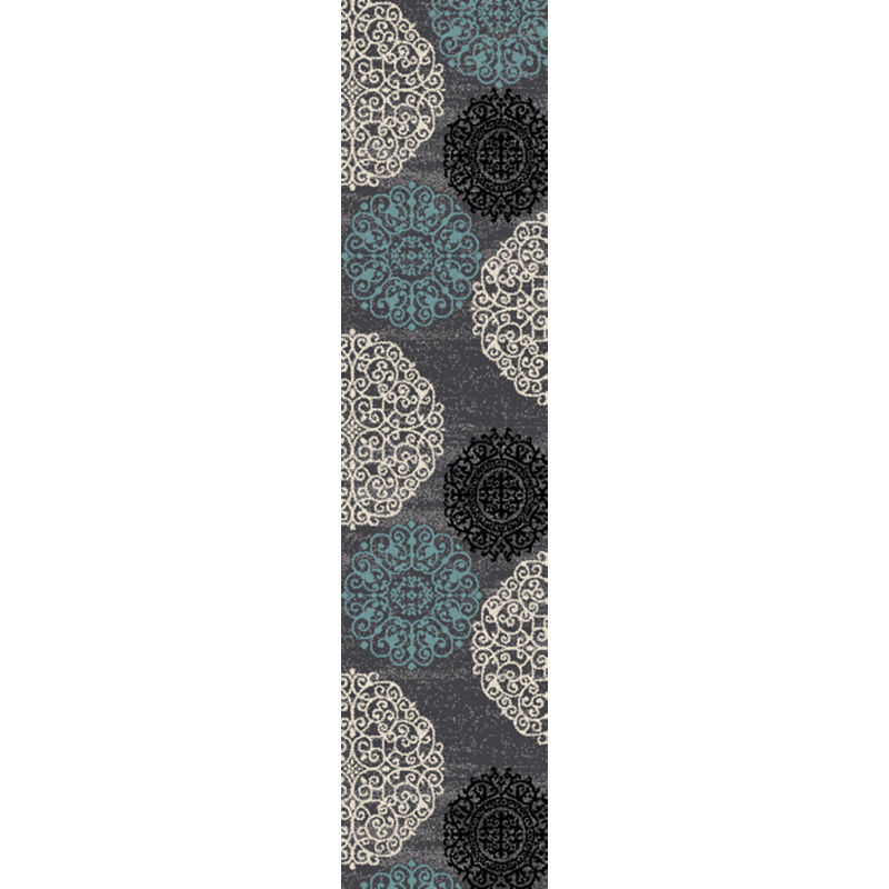 World Rug Gallery Floral Gray 2  x 7  Runner Rug