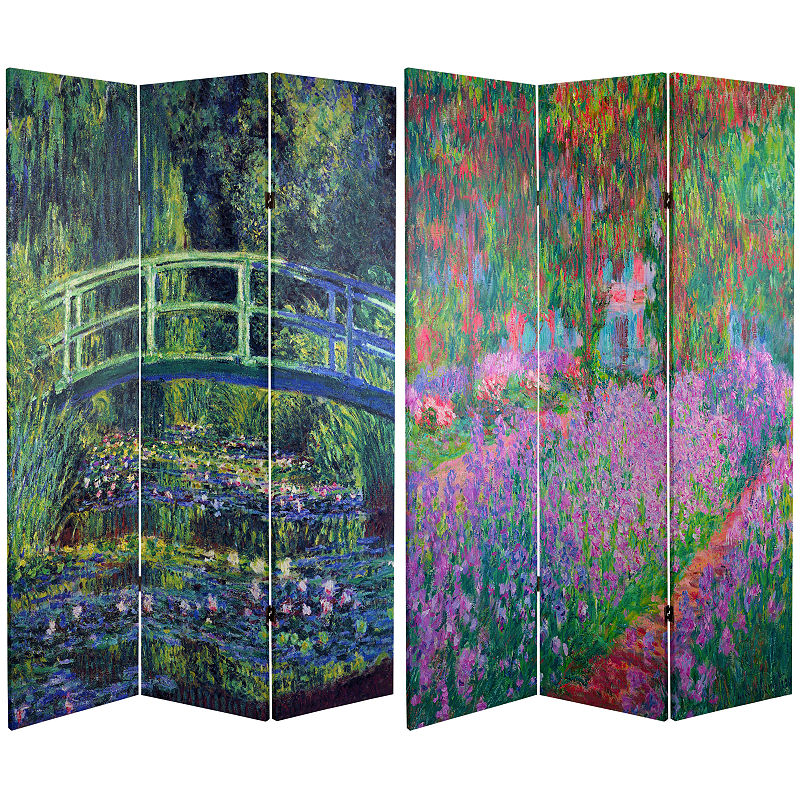 Oriental Furniture 6' Tall Water Lily and Garden Room Divider in Multicolor