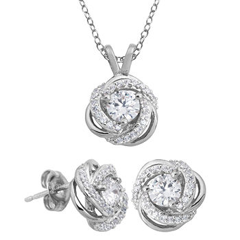 Aooaz Womens Ladies Silver Pendant Necklace Interlock Rounds Retro CZ Necklace Love Charm Wedding Promise