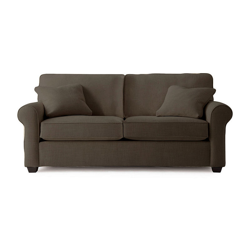 Fabric Possibilities Roll Arm Loveseat, Brown