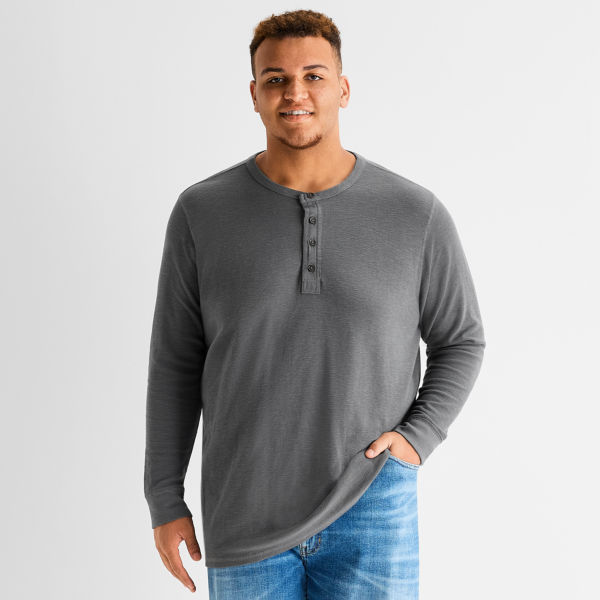 mutual weave Henley Mens Henley Neck Long Sleeve Regular Fit Big and Tall Thermal Top
