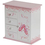 Pink & White Ballet Slippers Musical Jewelry Box