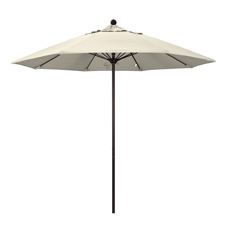 California Umbrella 9' Venture Series Solid Olefin Patio Umbrella With Bronze Aluminum Pole Fiberglass Ribs Push Lift, Brown