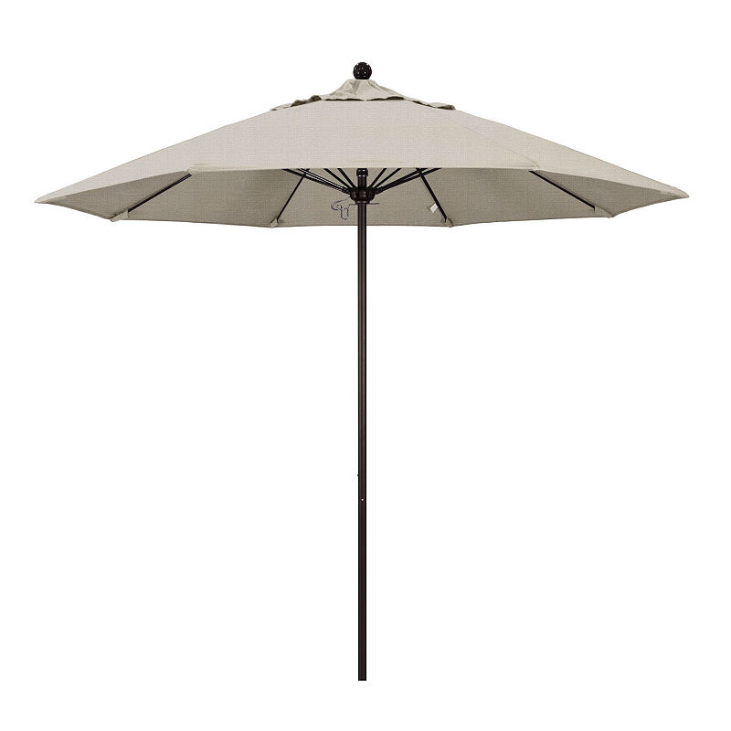 California Umbrella 9' Venture Series Solid Olefin Patio Umbrella With Bronze Aluminum Pole Fiberglass Ribs Push Lift, Gray