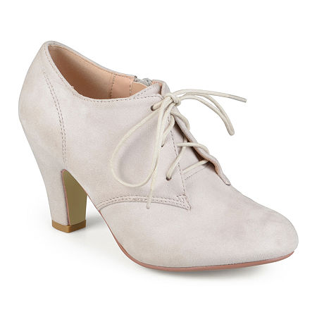1930s Shoes History: Heels, Oxfords, Boots Journee Collection Womens Leona Booties Cone Heel 9 Medium Beige $63.74 AT vintagedancer.com