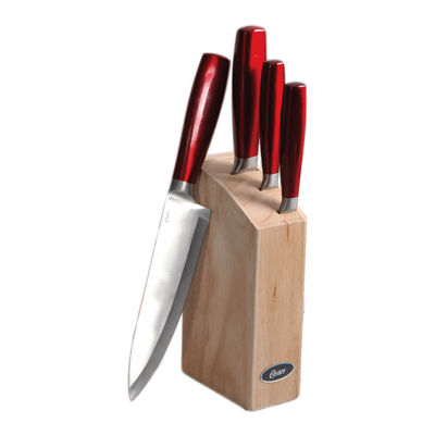 Gibson Calmore 5 Pc Cutlery Set With Rubberwood Block Color Red