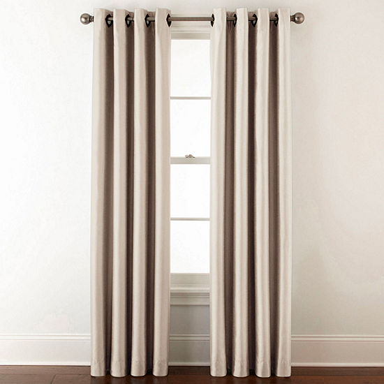 JCPenney Home Plaza Grommet-Top Lined Blackout Curtain Panel. 