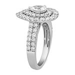 Modern Bride Signature Womens 2 CT. T.W. Lab Grown White Diamond 10K White Gold Pear Halo Engagement Ring