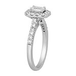 Modern Bride Signature Womens 1 CT. T.W. Lab Grown White Diamond 10K White Gold Rectangular Halo Engagement Ring