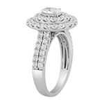 Modern Bride Signature Womens 2 CT. T.W. Lab Grown White Diamond 10K White Gold Oval Halo Engagement Ring