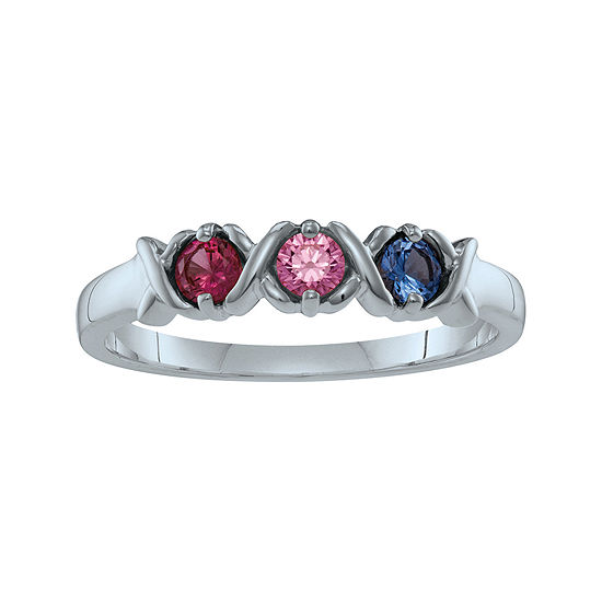 Personalized Xs and Os Birthstone Ring