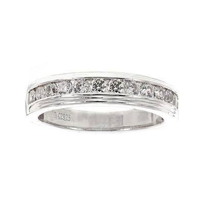 DiamonArt® Mens Cubic Zirconia Sterling Silver Wedding Band - JCPenney
