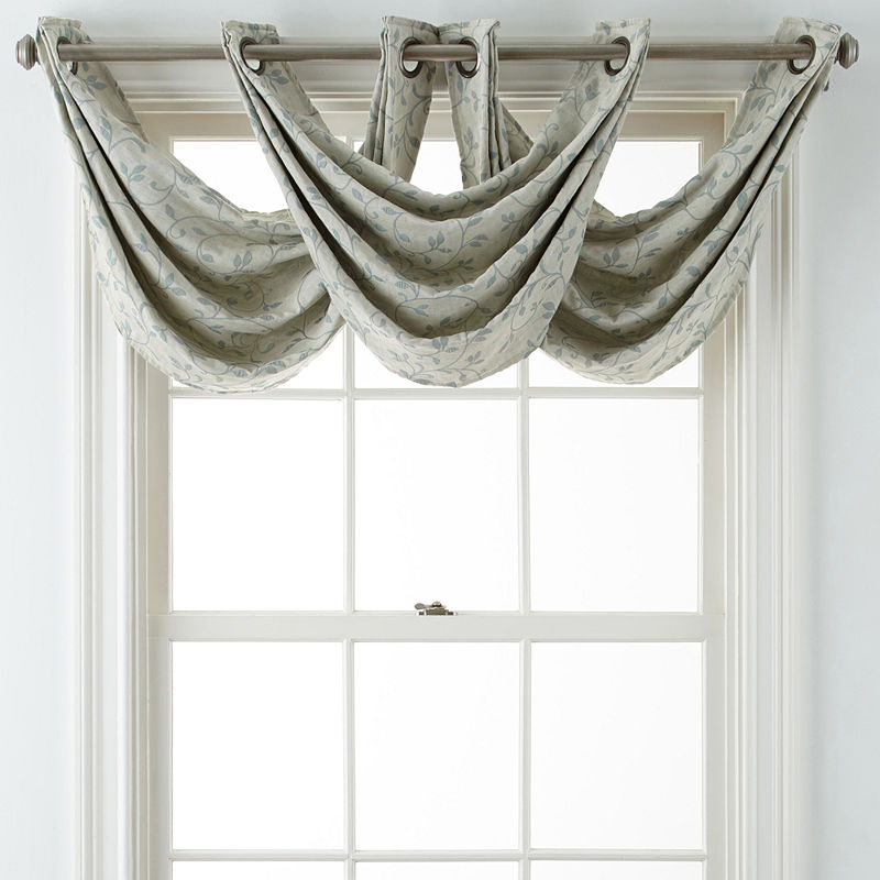Liz Claiborne Anza Grommet-Top Waterfall Valance, Anza 32X24 Lined Grmt Waterfall Valance, Blue