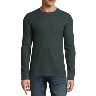 Arizona Mens Crew Neck Long Sleeve Thermal Top, Color Green Gables