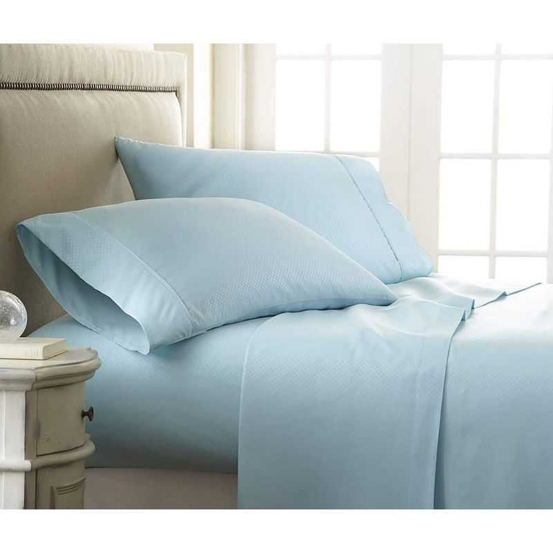 Casual Comfort Premium Ultra Soft Checkered Microfiber Wrinkle Free Sheet Set, Cal King, Blue