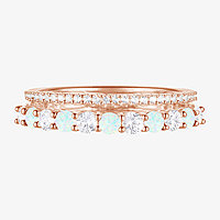 Lab Created White Opal 14K Rose Gold Over Silver Sterling Silver Band