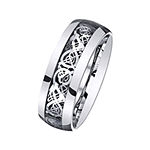Personalized Mens Filigree Inlay Stainless Steel Wedding Band