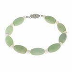 Cultured Freshwater Pearl & Genuine Jade Sterling Silver Bracelet
