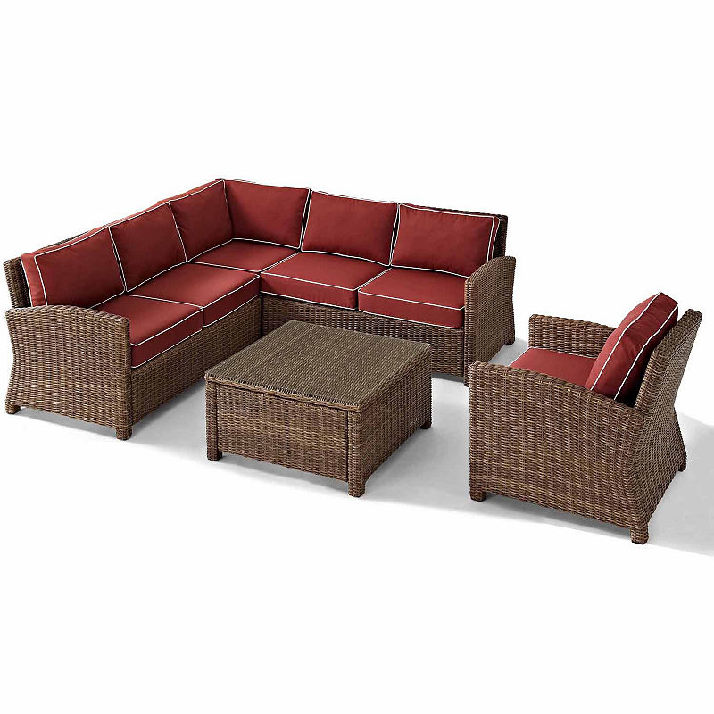 Crosley Bradenton Wicker 5-Pc. Patio Lounge Set, Red