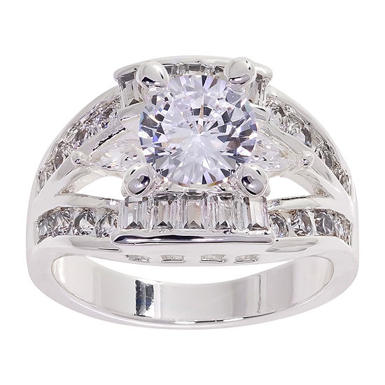 Sparkle Allure Cubic Zirconia Pure Silver Over Brass Engagement Ring