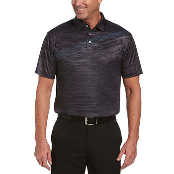 PGA TOUR Mens Short Sleeve Asymmetrical Printed Polo Shirt