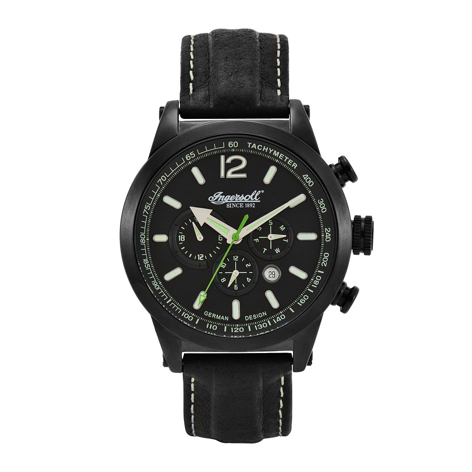 INGERSOLL Taos Mens Black Leather Strap Automatic Watch