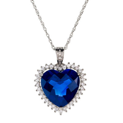 Lab-Created Blue & White Sapphire Heart Pendant Necklace - JCPenney
