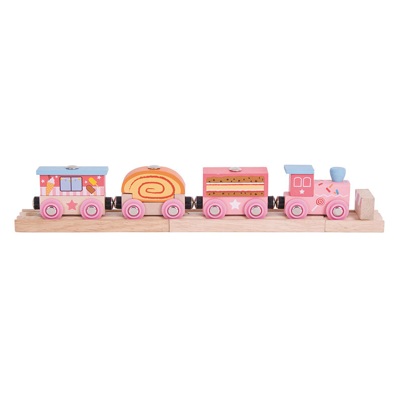 Bigjigs Toys - Wooden Sweetland Express Train, Pink, One Size