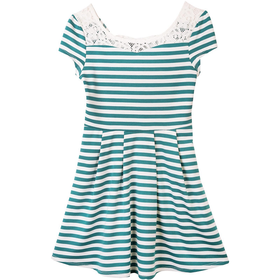 by&by Girl Striped Bow Back Dress   Girls 7 16, Teal, Girls