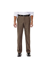 Image of Haggar Men's Cool 18 Hidden Expandable Waist Plain Front Pant,Heather Brown,40x30