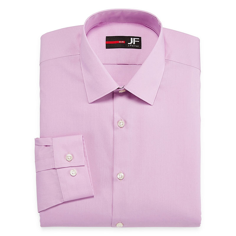 J.Ferrar Easy-Care Solid Long Sleeve Woven Dress Shirt- Big And Tall, Mens, Size 16.5/36-37, Purple
