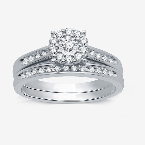 I Said Yes Womens 3/8 CT. T.W. Lab Grown White Diamond Sterling Silver Round Bridal Set