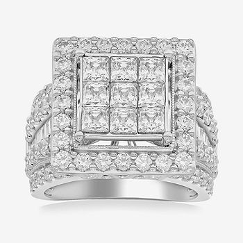 10K White Gold Diamond Cluster Ring