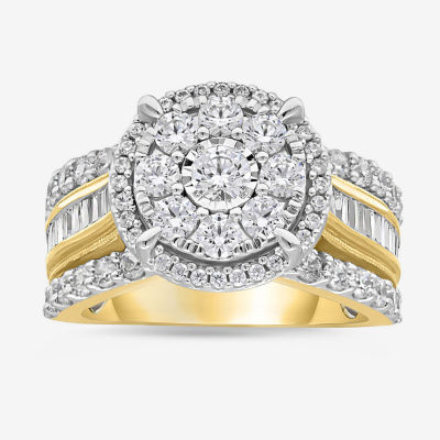 Womens 2 CT. T.W. Genuine White Diamond 10K Gold Engagement Ring