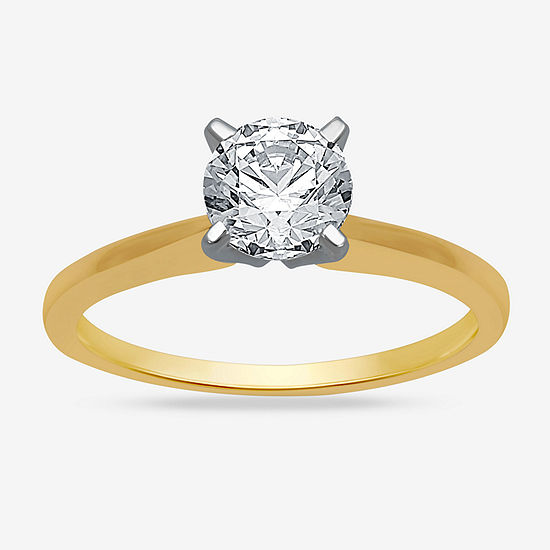 Womens 1 CT. T.W. Genuine White Diamond 10K Gold Round Solitaire Engagement Ring
