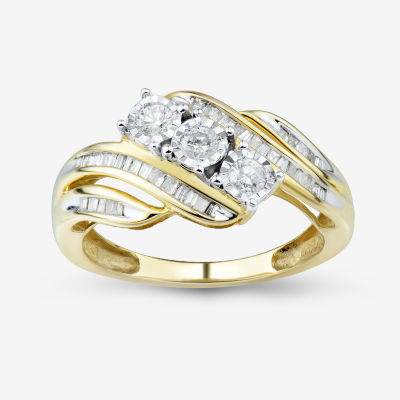 Love Lives Forever 1/2 CT. T.W. Round White Genuine Diamond 10K Gold 3-Stone Ring