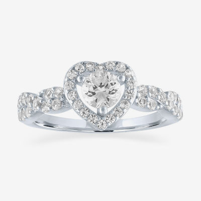 Limited Time Special! Womens Lab Created White Sapphire Sterling Silver Heart Cocktail Ring