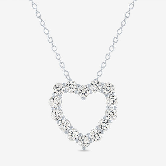 LIMITED TIME SPECIAL! Lab Created White Sapphire Heart Pendant Necklace in Sterling Silver