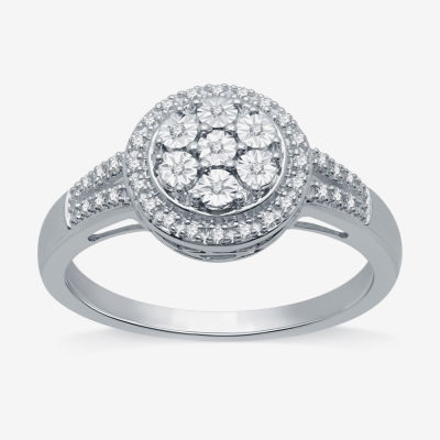 LIMITED TIME SPECIAL! 1/10 CT. T.W. Genuine Diamond Cluster Cocktail Ring in Sterling Silver