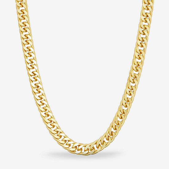 14K Gold Over Silver 20 or 30 Inch Solid Curb Chain Necklace