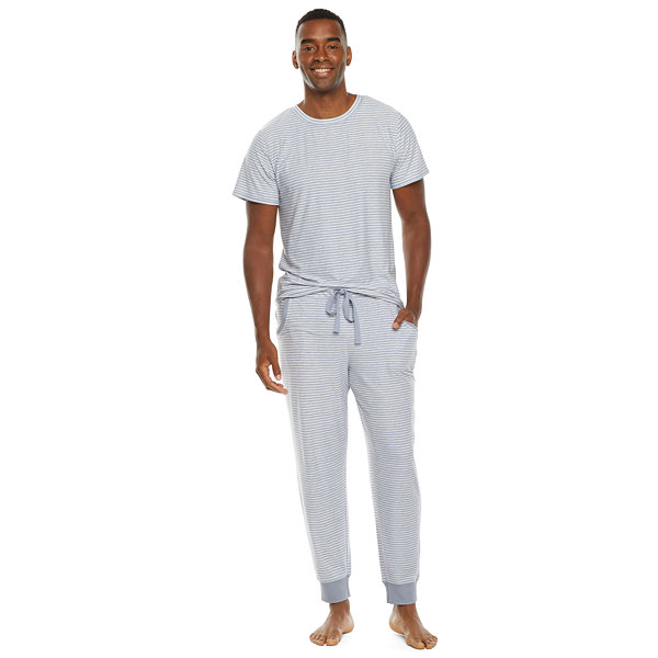 Jaclyn True Stripe Family Sleep Mens Short Sleeve 2-pc. Pant Pajama Set