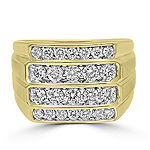 Mens 1 1/4 CT. T.W. Genuine White Diamond 10K Gold Fashion Ring