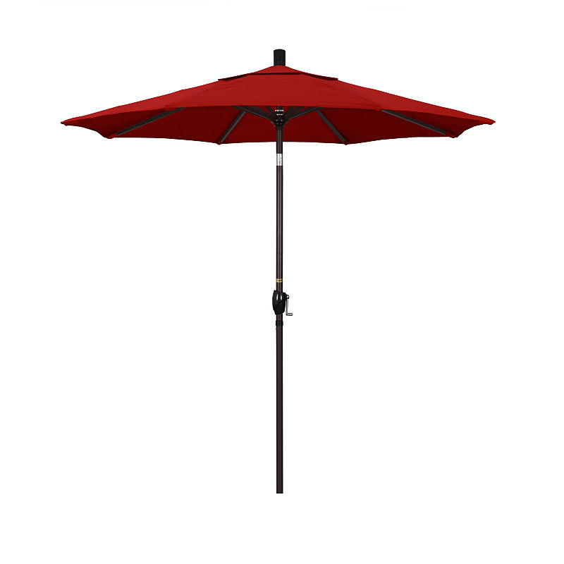 California Umbrella 7.5' Pacific Trail Series Pacifica Patio Umbrella With Bronze Aluminum Pole Aluminum Ribs Push Button Tilt Crank Lift, Red