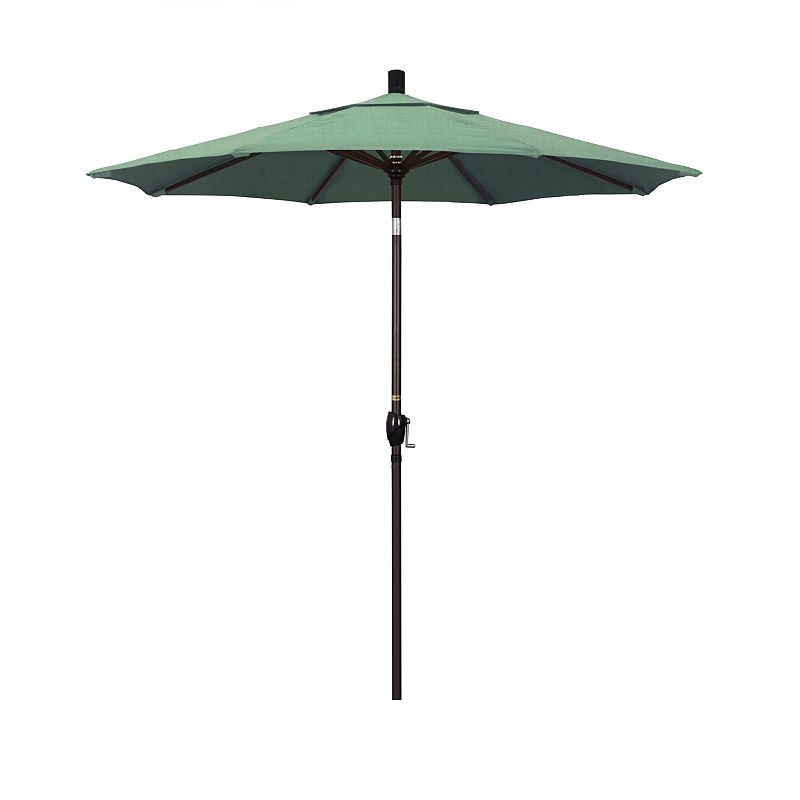 California Umbrella 7.5' Pacific Trail Series Pacifica Patio Umbrella With Bronze Aluminum Pole Aluminum Ribs Push Button Tilt Crank Lift, Green