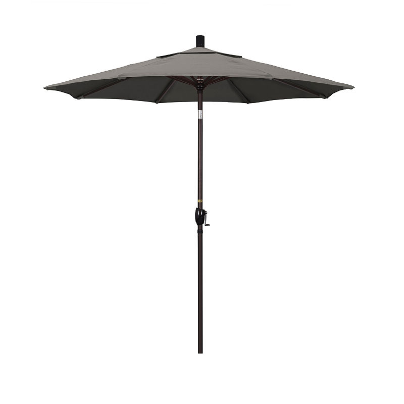California Umbrella 7.5' Pacific Trail Series Pacifica Patio Umbrella With Bronze Aluminum Pole Aluminum Ribs Push Button Tilt Crank Lift, Brown