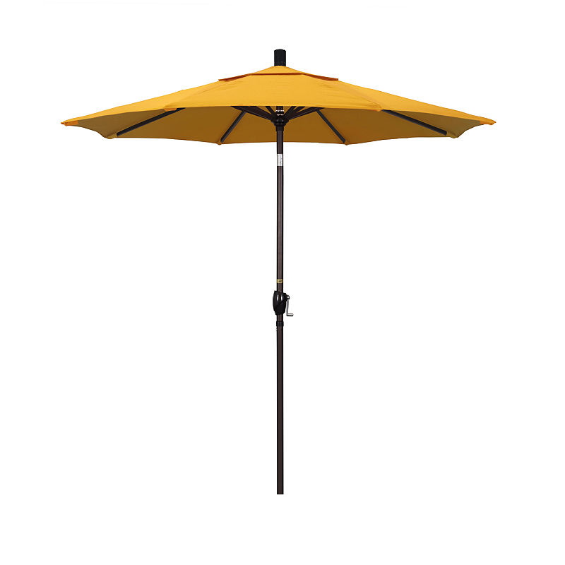 California Umbrella 7.5' Pacific Trail Series Pacifica Patio Umbrella With Bronze Aluminum Pole Aluminum Ribs Push Button Tilt Crank Lift, Yellow