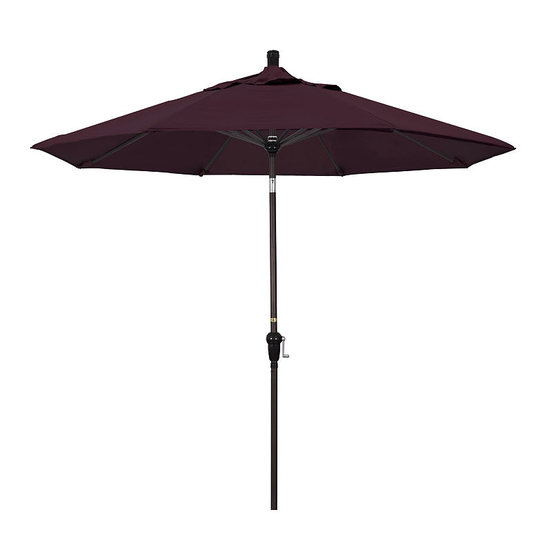 California Umbrella 9' Sunset Series Pacifica Patio Umbrella With Bronze Aluminum Pole Aluminum Ribs Auto Tilt Crank Lift, Purple