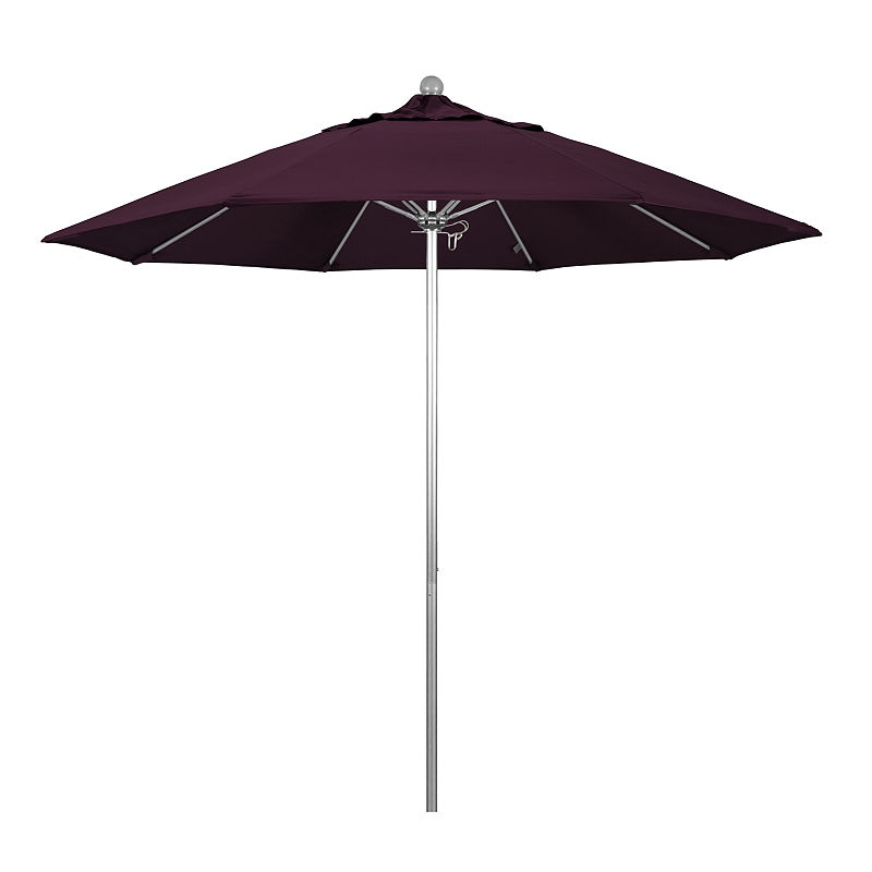 California Umbrella 9' Venture Series Pactifica Patio Umbrella With Silver Anodized Aluminum Pole Fiberglass Ribs Push Lift, Purple