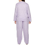 Adonna Womens Plus Long Sleeve 2-pc. Pant Pajama Set